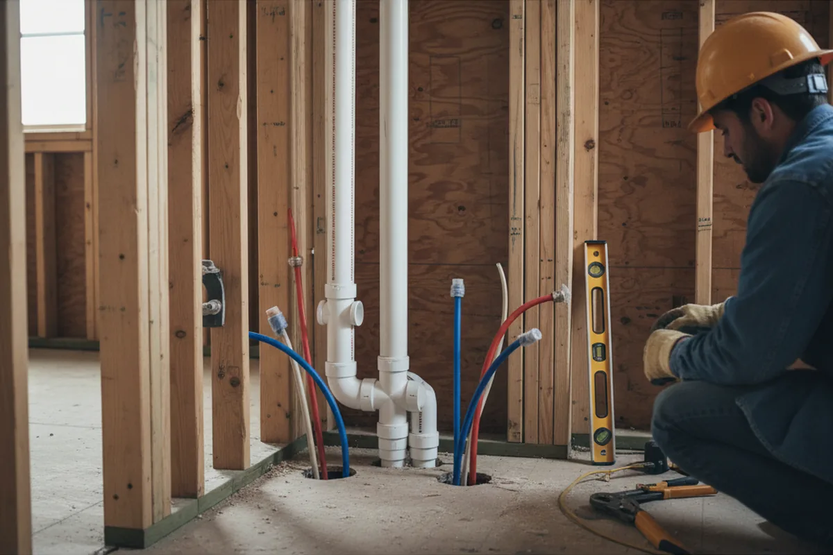 Drain and supply rough-in during Garbage Disposal Repair in Upper Black Eddy